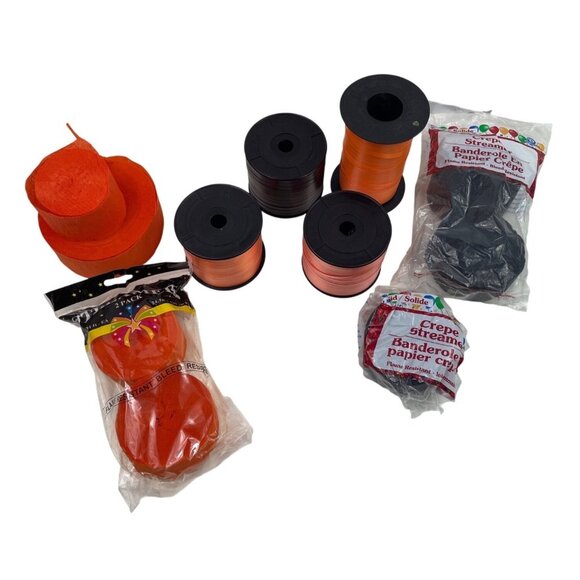 Other - Lot of Orange & Black Crepe Paper Streamers w/ Partial Rolls of Curling Ribbon